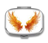Two Soft Fiery Wings Pill Box 2 Compartment Portable Medicine Pill Case Travel Pill Organizer for Pocket Purse