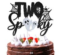 Two Spooky Cake Topper, Happy Boo Day, I'm Two, Halloween Happy 2nd Birthday Party Decorstions Supplies for Boy Girl