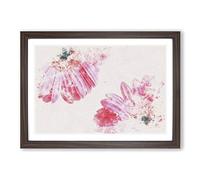 Two Spring Flowers in Pink Watercolour Framed Print | A2 Walnut Framed Wall Art | Ready to Hang | Modern Floral Picture | Living Room Bedroom Lounge Office