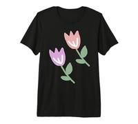 Two Spring Tulips Pastel Red Purple Flower Drawing Premium T-Shirt
