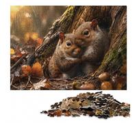 Two Squirrels Hugging in the Rain Jigsaw Puzzle for Adults, 500 Pieces | Christmas puzzle gift for adults: hands-on indoor leisure alone or together.