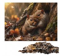 Two Squirrels Hugging in The Rain Wooden Jigsaw Puzzle, Adults, 1000 Pieces | For puzzle fans: Jigsaw Puzzle Gift: home hobby for puzzle fans at home.