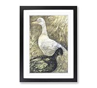 Two Standing Ducks By Theo Van Hoytema Classic Painting Framed Print | A4 Black Framed Wall Art | Ready to Hang | Classic Animal Picture | Living Room Bedroom Lounge Office