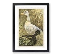 Two Standing Ducks by Theo Van Hoytema Framed Print | A2 Black Framed Wall Art | Ready to Hang | Modern Animal Picture | Living Room Bedroom Lounge Office