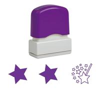 Two Stars & A Wish Self-Inking Teacher Stamp, Reinkable, Quality School Stamp 10x39mm Purple Ink*