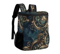 Two Steampunk Clocks with Gears Cooler Backpack Insulated Ice Chest Bag Lunch Box Rucksack for Men Women