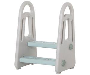 Two Step Stool for Kids Toddlers Ladder or Toilet Potty Training Bathroom Sink Bedroom Kitchen Helper with Non-slip Handle and Feet Pad Blue and Grey