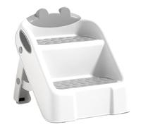 Two Step Stool for Sink - Folding Kids Step Stool, Bathroom Stepping Stool | Anti-Slip Toilet Training Stool, Double Up Safety Stool Potty Training Stool, Rubberized Base Stable Toddler Step Stool