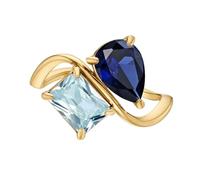 Two Stone Birthstone Ring for Women, Personalized Forever Besties Promise Ring, Mother Daughters Ring with 2 Birthstones Jewelry Gift for Friend Mom Wife