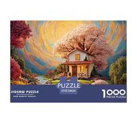 Two-story Small House 1000 Piece Sturdy Cardboard Jigsaw Puzzles Giant Tree Unique Challenging Creative Game Puzzles For Adults And Kids 38x26cm/1000pcs