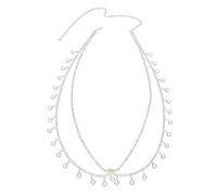 Two Strands Imitation Pearls Belly Chain with Dangling Fringes for Party and Wedding Imitation Stone Fringe Belt