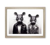 Two Street Rats Framed Print | A2 Oak Framed Wall Art | Ready to Hang | Modern Animal Picture | Living Room Bedroom Lounge Office