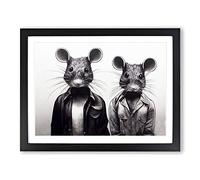 Two Street Rats Framed Print | A4 Black Framed Wall Art | Ready to Hang | Modern Animal Picture | Living Room Bedroom Lounge Office