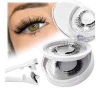 Two styles Magnetic Eyelashes Natural Look, 2 Pair Reusable, No Glue Needed, With Applicator, White Box with mirror
