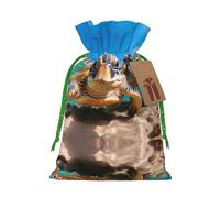 Two Submarine Turtles Under Print Reusable Gift Bags,Drawstring Gift Bags For Jewelry And Gifts,For Festive Occasions