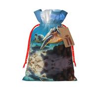 Two Submarine Turtles Under Print Stylish Drawstring Pouches,Reusable Drawstring Gift Bags,Perfect For Holiday And Party