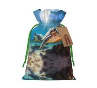 Two Submarine Turtles Under Print Stylish Drawstring Pouches,Reusable Drawstring Gift Bags,Perfect For Holiday And Party