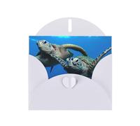 Two Submarine Turtles Under The Sea Pearl Paper Holiday Greeting Card With Envelopes Weddings Party Birthday Invitations Wishes