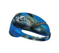 Two Submarine Turtles Under The Sea Print Non-Slip Elastic Running Headband, Sweat Absorbing Stretchy Hair Bands For Gym Yoga, Soft Skin-Friendly Foldable Workout Headband