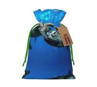 Two Submarine Turtles Under The Sea Printed Drawstring Gift Bags,Various Sizes, Bulk Plastic Packaging Bags