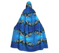Two Submarine Turtles Under The Sea Printed Hooded Cloak Robe Cloak Witch Vampires Grim Reaper Devil For Boy Girl Cosplay Costume