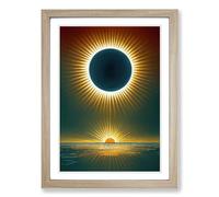 Two Suns Framed Wall Art Print A2 Oak