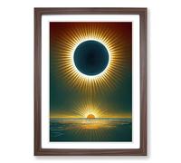 Two Suns Framed Wall Art Print A2 Walnut