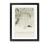 Two Swallows In Flight By Ohara Koson Exhibition Museum Asian Japanese Framed Print | A2 Black Framed Wall Art | Ready to Hang | Asian Nature Picture | Living Room Bedroom Lounge Office