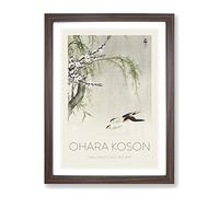 Two Swallows In Flight By Ohara Koson Exhibition Museum Asian Japanese Framed Print | A3 Walnut Framed Wall Art | Ready to Hang | Asian Nature Picture | Living Room Bedroom Lounge Office