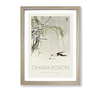 Two Swallows In Flight By Ohara Koson Exhibition Museum Asian Japanese Framed Print | A4 Oak Framed Wall Art | Ready to Hang | Asian Nature Picture | Living Room Bedroom Lounge Office