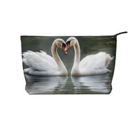 Two Swans Corduroy Makeup Bag Travel Organizer Bag Cosmetic Bag Large Wide-Open Pouch