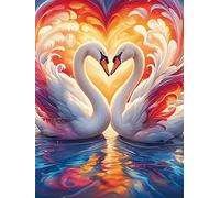 Two Swans Forming A Heart 1000 Pc DIY Jigsaw Puzzle Wildlife Pet Puzzles for Adults Teens Hard Challenging Team Building Stress Reducing Autumn Premium Quality Material 1000 PCS