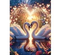 Two Swans Forming A Heart 1000 Piece Jigsaw Puzzle Pack Wildlife Pet Teens Beginners Cognitive Development Puzzle Fans Group Play Anniversary Premium Cardboard 1000 PCS