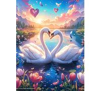Two Swans Forming A Heart 1000-piece Jigsaw Puzzle Set Wildlife Pet Family Puzzle Lovers Brain Training Indoor Game Family Game Night Summer Gift Durable Board 1000 PCS