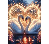 Two Swans Forming A Heart 300-piece Jigsaw Puzzle Set Wildlife Pet Family Puzzle Lovers Brain Training Indoor Game Family Game Night Summer Gift Durable Board 300 PCS