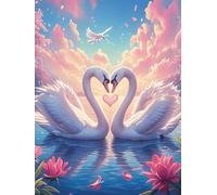 Two Swans Forming A Heart 500 Piece Jigsaw Puzzle for Adults Wildlife Pet Jigsaw Weekend Parent Activity After Work Stress Relief Vibrant Artwork Home Wall 500 PCS