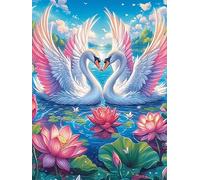 Two Swans Forming A Heart in A Lotus Pond 1000 Piece Jigsaw Puzzle for Adults Wildlife Plant Jigsaw Family Road Trip Activity Vibrant Whimsical Design Great Gift for Travelers 1000 PCS
