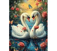 Two Swans Forming A Heart in A Lotus Pond 300 Piece Jigsaw Puzzle for Adults Wildlife Plant Sick Day Activity Gentle Distraction No Dust Pieces Great Gift for Get Well Soon 300 PCS