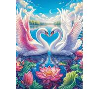 Two Swans Forming A Heart in A Lotus Pond 300 Piece Jigsaw Puzzle Pack Wildlife Pet Cute Teens Beginners Cognitive Development Puzzle Fans Group Play Anniversary Recycled Cardboard 300 PCS