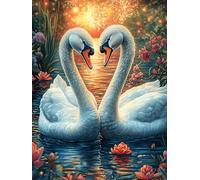 Two Swans Forming A Heart in A Lotus Pond 500 Piece Jigsaw Puzzle for Adults Wildlife Pet Jigsaw Family Camping Activity Vibrant Whimsical Design Great Gift for Outdoor Lovers 500 PCS
