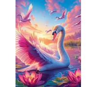 Two Swans Forming A Heart in A Lotus Pond 500 Piece Jigsaw Puzzle Pack Wildlife Pet Teens Beginners Cognitive Development Puzzle Fans Group Play Anniversary Recycled Cardboard 500 PCS