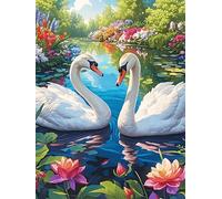 Two Swans Forming A Heart in A Magical Lake 1000 Piece Jigsaw Puzzle Pack Wildlife Pet Cute Teens Beginners Cognitive Development Puzzle Fans Group Play Anniversary Recycled Cardboard 1000 PCS