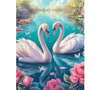 Two Swans Forming A Heart in A Magical Lake 1000 Piece Jigsaw Puzzle Pack Wildlife Pet Teens Beginners Cognitive Development Puzzle Fans Group Play Anniversary Recycled Cardboard 1000 PCS