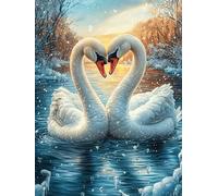Two Swans Forming A Heart in A Magical Lake 300 Piece Pack DIY Jigsaw Puzzle Wildlife Plant Collectors Cognitive Development Educational Decorative Puzzle Gifts for Adults Recycled Cardboard 300 PCS