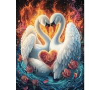 Two Swans Forming A Heart in A Pond 300 Piece Jigsaw Puzzle Pack Wildlife Pet Teens Beginners Cognitive Development Puzzle Fans Group Play Anniversary Thick Cardboard 300 PCS