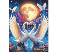 Two Swans Forming A Heart Under The Full Moon 500 Piece Jigsaw Puzzle for Adults Wildlife Pet Cute Kitchen Wall Decor Art Project Precision Cut Great Gift for Art Lovers 500 PCS