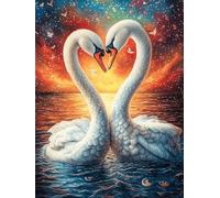 Two Swans Forming A Heart Under The Moon 1000 Piece Jigsaw Puzzle Wildlife Pet For Men Cognitive Development Adults Anxiety Memory Care Mothers Valentines Gift High-grade Rigid Cardboard 1000 PCS