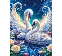 Two Swans Forming A Heart Under The Stars 300 Pcs Jigsaw Puzzle Bundle Wildlife Pet Puzzle for Adults Teens 14+ Fun Family Game Mindful Activity Spring Gift Precision Cut Board 300 PCS