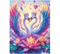 Two Swans Forming A Heart with A Red Heart 300 Piece Pack Classic Jigsaw Puzzle Wildlife Pet Cute Couple Puzzle Partners Ultra Difficult Wall Decor Easter New Year Eco Friendly Cardboard 300 PCS