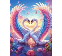 Two Swans Forming A Heart with Angel Wings 500 Pcs Jigsaw Puzzles Wildlife Plant Puzzles for Adults Teens Relaxing Fun Family Game Team Building Stress Reducing Autumn Durable Cardboard 500 PCS